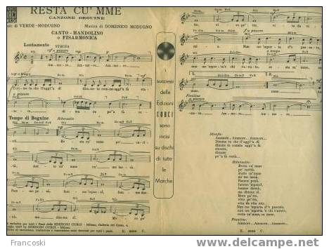 1957 DOMENICO MODUGNO-SPARTITO MUSICALE CANZONE "RESTA CU' MME" - - Sonstige & Ohne Zuordnung