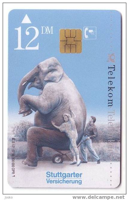 Allemagne - Elephant - Elefant - Elefante – Elefants - Elephants - Jungle - Stuttgarter V. - Germany Card S 121 07 93 - S-Series: Schalterserie Mit Fremdfirmenreklame