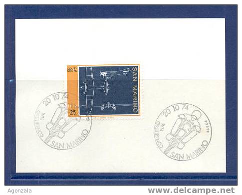 CARTE FRAGMENT OBLITEREE CONGRÈS FIM SAN MARINO 1974 MOTO SPORT - Moto