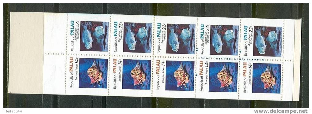 Palau    "  Marine Life  "    Booklet Pane Of 10      #76b MNH  SCV $12.00 - Palau