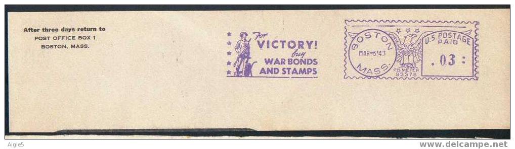 Aigle Profilé. EMA U.S. POSTAGE .\"Pitney Bowes Meter Company\".Victory - Indépendance USA