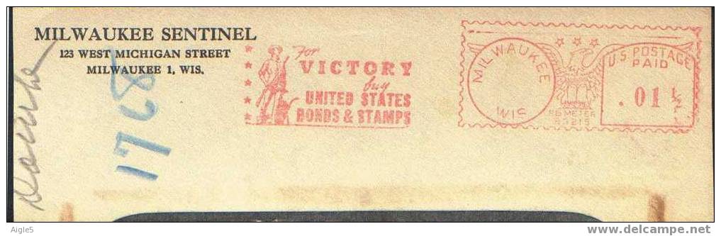 Aigle Profilé. EMA U.S. POSTAGE .\"Pitney Bowes Meter Company\".Victory - Usados