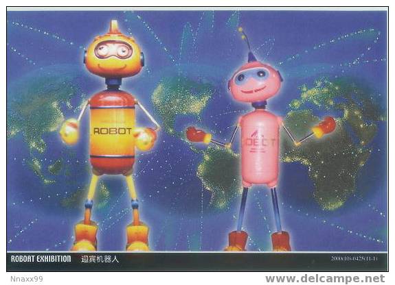 Robot - "Entrance Odd-jobber" Robots Pre-stamped Postcard ('00 Nanjing Robot Exhibition) - Other & Unclassified