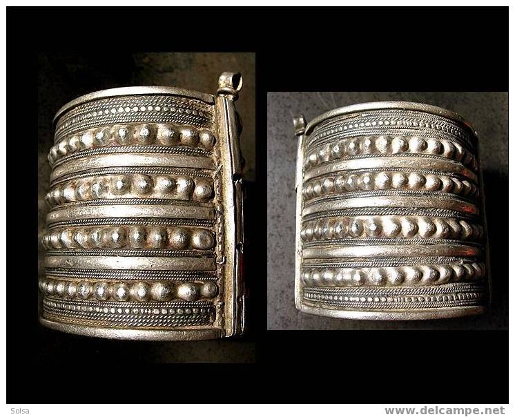Ancienne Manchette D'Oman En Argent / Old Omani Cuff Bracelet Silver - Art Oriental
