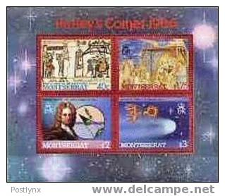 HALLEY´S COMET, Monserrat 40c, $1,75, $2.00,$3.00, Souvenir Sheet:1,Bulk:x10 (40 Stamps)  //Kleinbogen (cat.val &#8364;2 - Astronomy