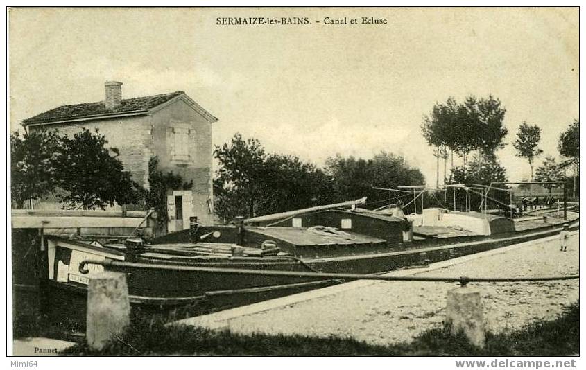 D.  51  .SERMAIZE-le-BAINS . -canal Et Ecluse , ( Péniche ) - Sermaize-les-Bains