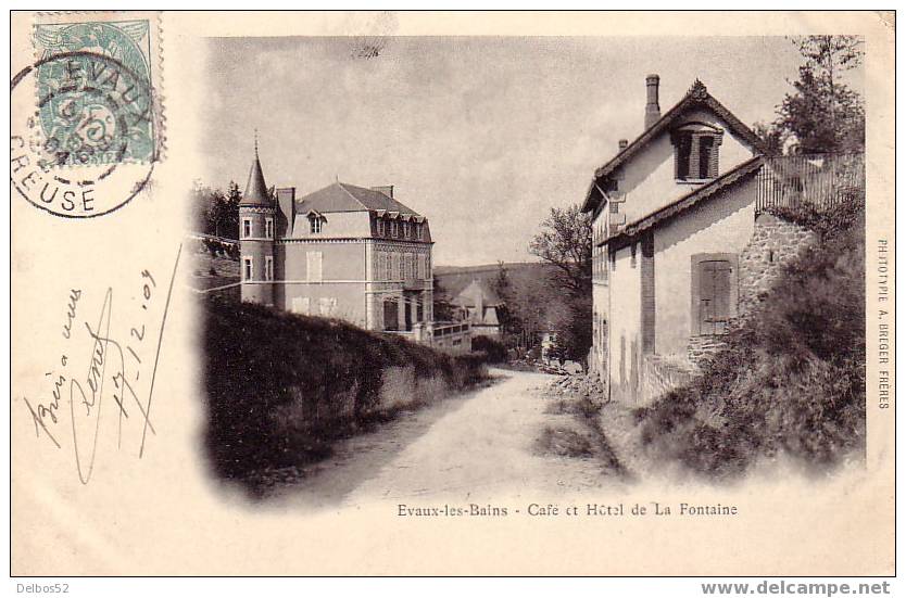 Evaux-les-Bains   -   Café Et Hôtel De La Fontaine - Evaux Les Bains