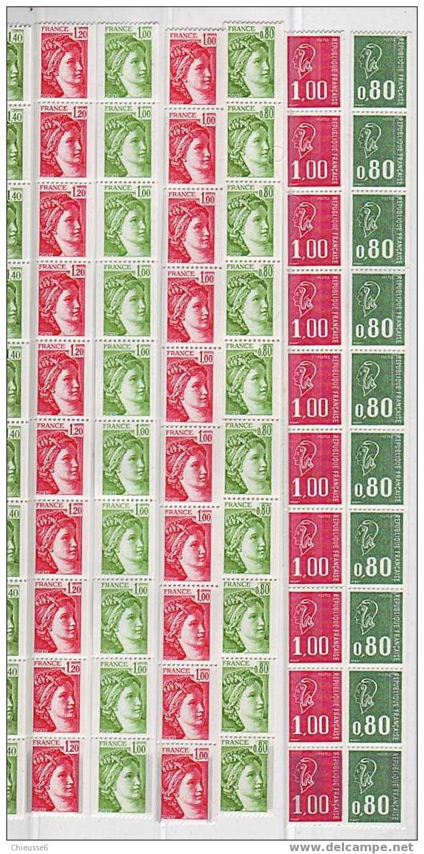 France** Lot De Roulettes 12 Bande Différentes De 10 Timbres Avec 1 N° Rouge . - Rollo De Sellos