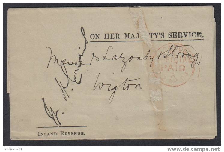 GREAT BRITAIN 1894  O.H.M.S. LETTER "LONDON OFFICIAL PAID " TO WIGTON # 5083 - Oblitérés