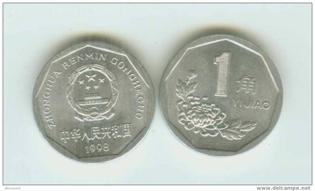 CHINA ---10 CENTS  COIN----1998 - Chine
