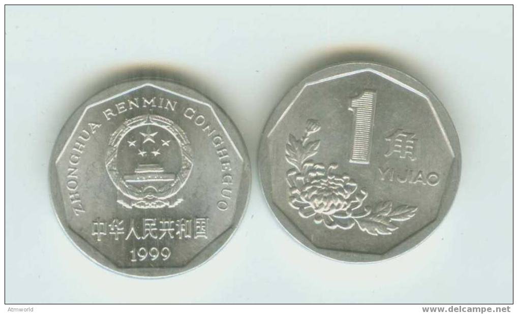 CHINA ---10 CENTS  COIN----1999 - Chine