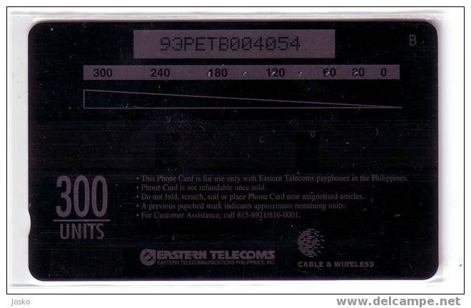 PHILIPPINES - Eastern Telecoms Very RARE Card GPT System - 300.units Rizal Park Monument ( Code 93PETB ) - Filippijnen
