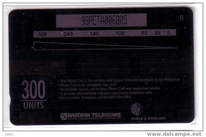 PHILIPPINES - Eastern Telecoms Very RARE Card GPT System - 300.units Intramuros ( Code 93PETA ) - Filippine