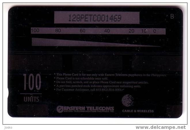 PHILIPPINES - Eastern Telecoms Very RARE Card GPT System - 100.units Kudyapi  ( Code 128PETC  ) - Filippine