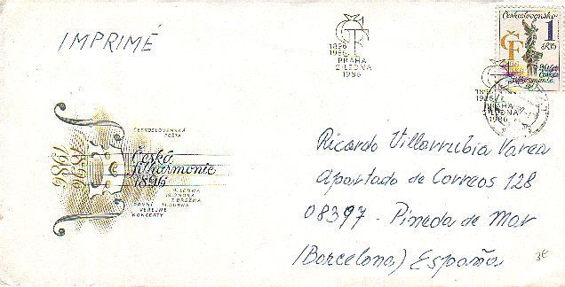Carta Tema Musica 1986 Checoslovaquia A España. Musique - Música