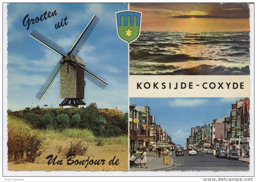 Koksijde. Coxyde. Groeten. 3 Zichten: Windmolen, Zeelaan, Schemerin Op Zee. Moulin à Vent, Avenue De La Mer, Crépuscule. - Koksijde