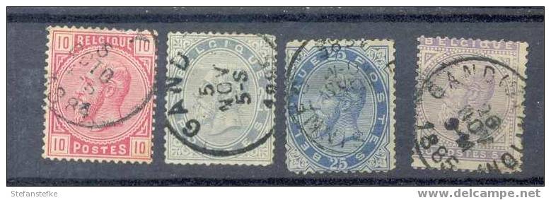 Belgie Ocb Nr :  38 - 41 Gestempeld (zie Scan) (lot 3) - 1883 Leopoldo II