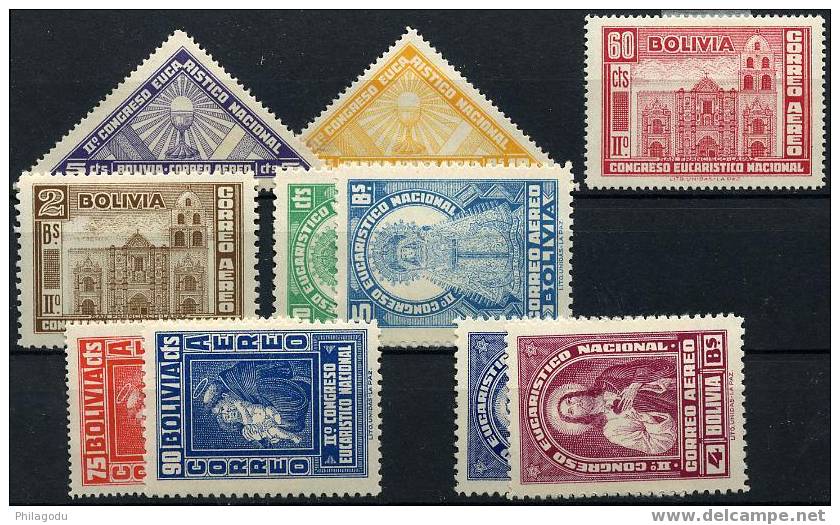 BOLIVIA  1939 Avion 49-58 + Yvert Congrès Eucharistique   MLH - Christianity