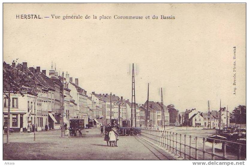 HERSTAL = Vue Générale De La Place De Coronmeuse Et Du Bassin (Aug. Breuls...) - Herstal