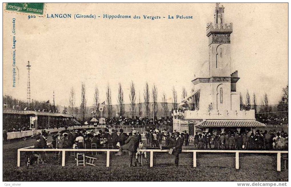 33 LANGON Hippodrome Des Vergers, Champ De Course, Pelouse, Animée, Ed Gautreau 9**, 1910 - Langon