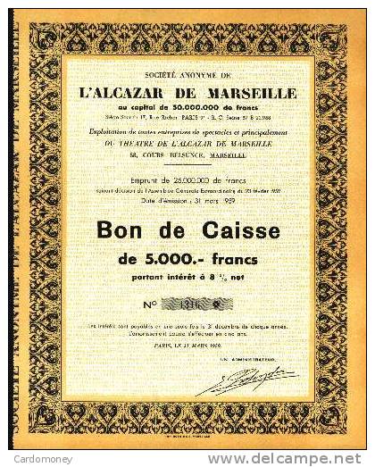 L´ALCAZAR De MARSEILLE (art. N° 4) - Cinéma & Theatre