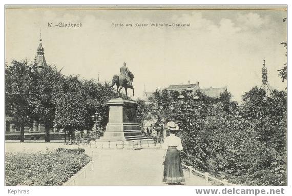 M.-GLADBACH : Partie Am Kaiser Wilhelm-Denkmal - Cachet Postal 1921 - Verlag : Ludw. Schraut, M-Gladbach - Moenchengladbach