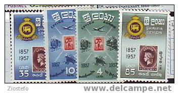 190 Ceylon: 100 Years Postal Srvice 1857-1957 YT 309/12 - Eilanden