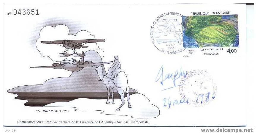 AVIATION POSTE COURRIER FAUNE - Cachets Commémoratifs