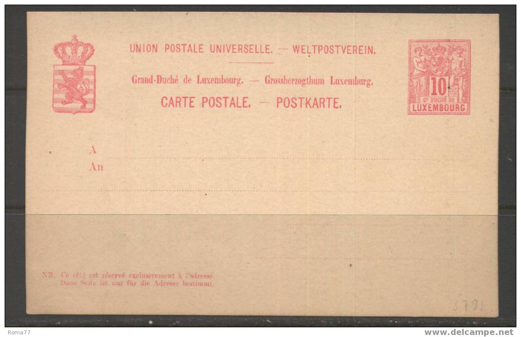 455 - LUSSEMBURGO , INTERO POSTALE NUOVO - Postwaardestukken