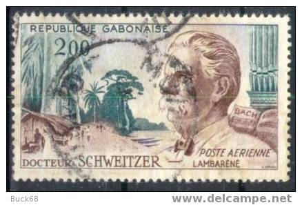 GABON Poste Aérienne 1 (o) Albert SCHWEITZER NOBEL Paix Gabon Ogooué Orgue Cachet Moanda (06) - Albert Schweitzer