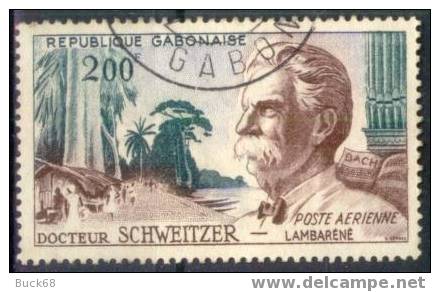 GABON Poste Aérienne 1 (o) Albert SCHWEITZER NOBEL Paix Gabon Ogooué Orgue Cachet (07) - Albert Schweitzer