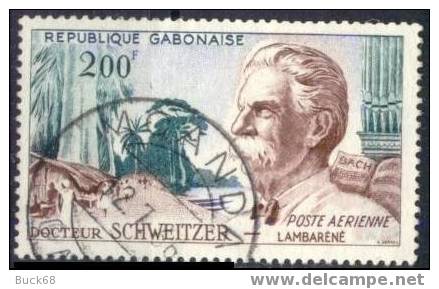 GABON Poste Aérienne 1 (o) Albert SCHWEITZER NOBEL Paix Gabon Ogooué Orgue Cachet MOANDA (09) - Albert Schweitzer