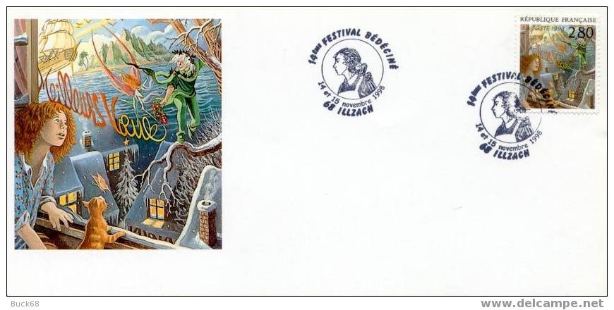 BEDECINE 1998 Festival De Bande Dessinée D´Illzach Et Encart Meilleurs Voeux Avec Cachet De Joseph BEHE 1 - Bandes Dessinées