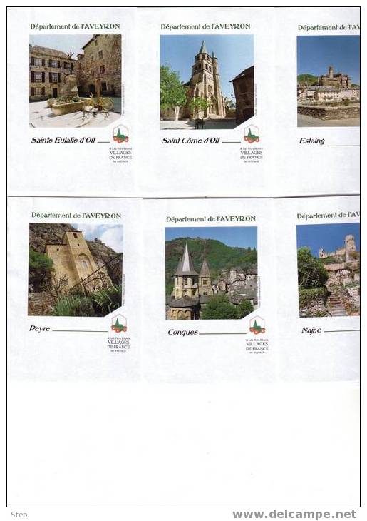 PAP : Série De 10 PAP Différents Plus Beaux Villages De France En AVEYRON (voir Description) - PAP: Ristampa/Logo Bleu