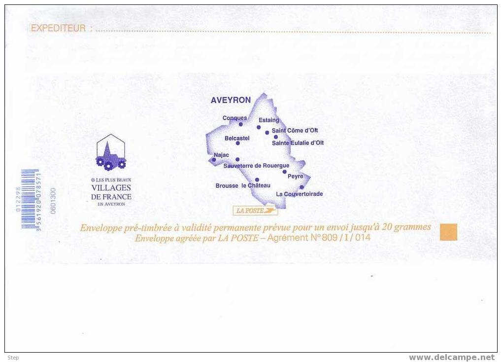 PAP : Série De 10 PAP Différents Plus Beaux Villages De France En AVEYRON (voir Description) - Prêts-à-poster: Repiquages /Logo Bleu