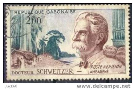 GABON Poste Aérienne 1 (o) Albert SCHWEITZER NOBEL Paix Gabon Ogooué Orgue Cachet (15) - Albert Schweitzer