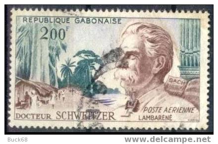 GABON Poste Aérienne 1 (o) Albert SCHWEITZER NOBEL Paix Gabon Ogooué Orgue Cachet (17) - Albert Schweitzer