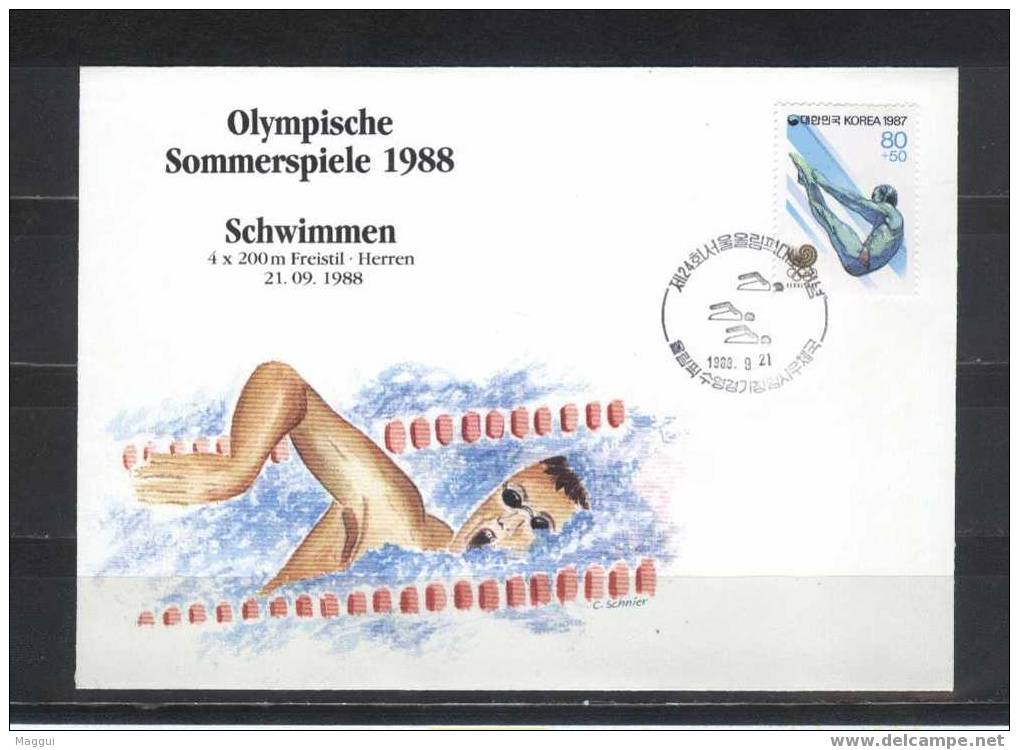 COREE DU SUD    FDC   JO 1988    Natation - Plongeon - Swimming