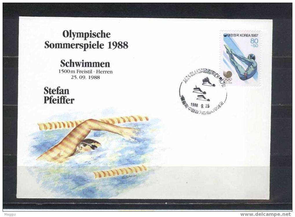 COREE DU SUD    FDC   JO 1988    Natation - Plongeon - Schwimmen