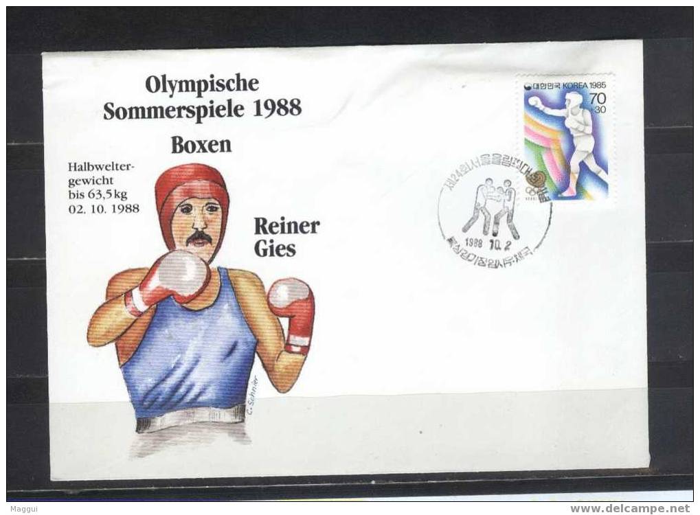 COREE DU SUD    FDC   JO 1988    Boxe Reiner Gies - Boxe