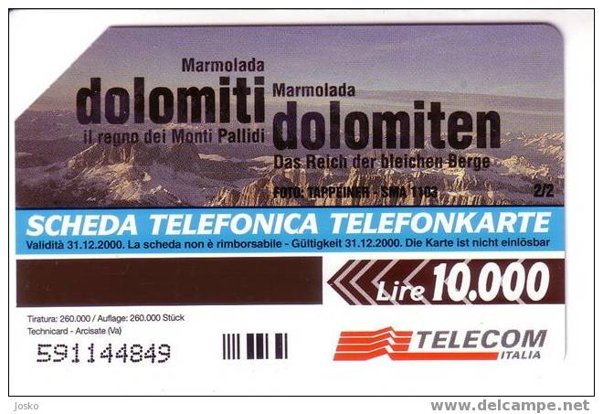 Italy - Mountain – Montagne – Mountains – Berg - Montagnes – Montana – Montagna - Italia Sud Tirol Limited Card DOLOMITI - Autres & Non Classés