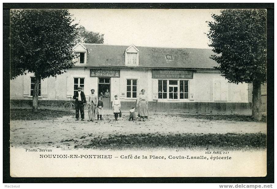 80 - NOUVION EN PONTHIEU - (738 Habitants En 1901) - Café De La Place COVIN LASALLE, épicerie - BELLE ANIMATION - RARE - Nouvion