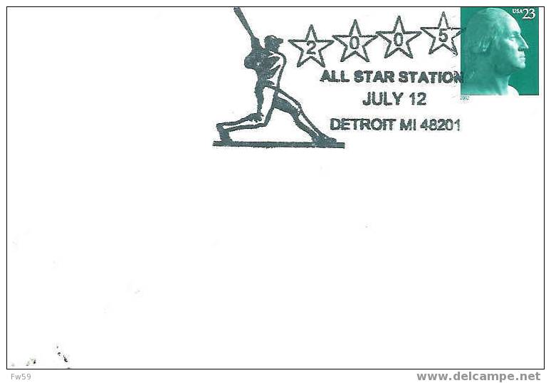 BASE BALL OBLITERATION TEMPORAIRE USA 2005 DETROIT ALL STAR STATION - Baseball