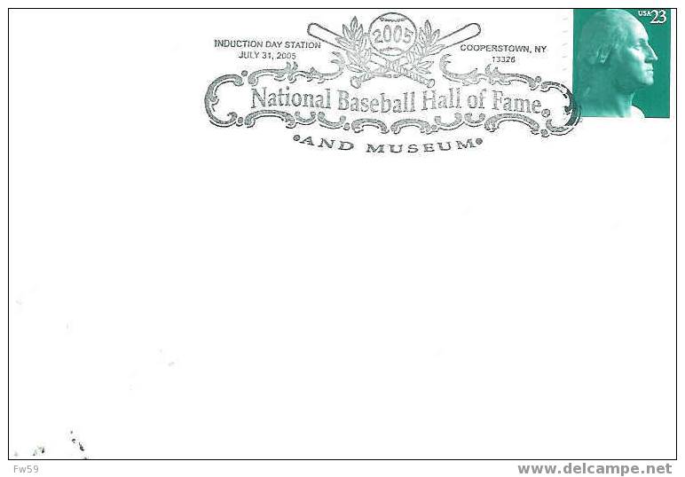 BASE BALL OBLITERATION TEMPORAIRE USA 2005 COOPERSTOWN HALL OF FAME - Base-Ball
