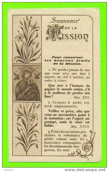 SOUVENIR DE LA MISSION - 4 PAGES - - Religion & Esotérisme