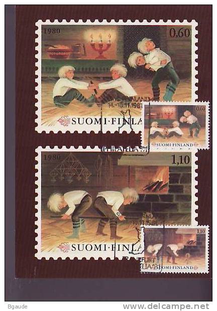 FINLANDE CATRE MAXIMUM YVERT 838-839 NOEL - Cartes-maximum (CM)