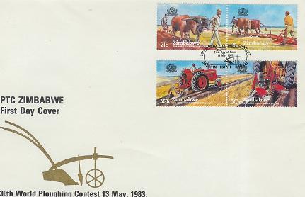 ZIMBABWE 1983 FDC World Ploughing 276-279 F604 - Agriculture