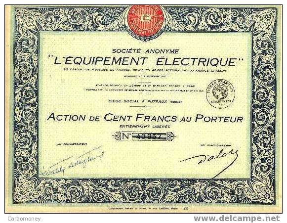L´EQUIPEMENT ELECTRIQUE (art. N° 50 ) - Electricidad & Gas