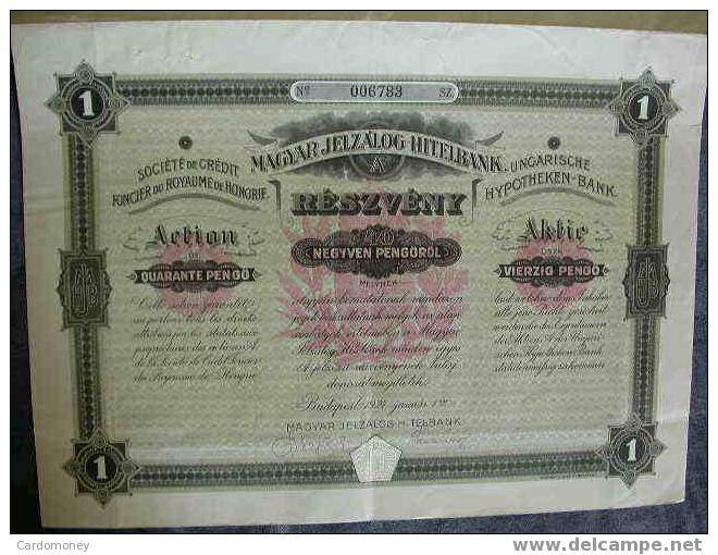 CREDIT FONCIER ROYAUME De HONGRIE 1927 ( Art. N° 55 ) - Banque & Assurance