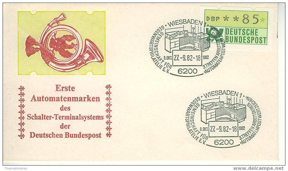 B1559 ATM Premier Bureau Allemagne 1982 Cachet Illustre - Vignette [ATM]